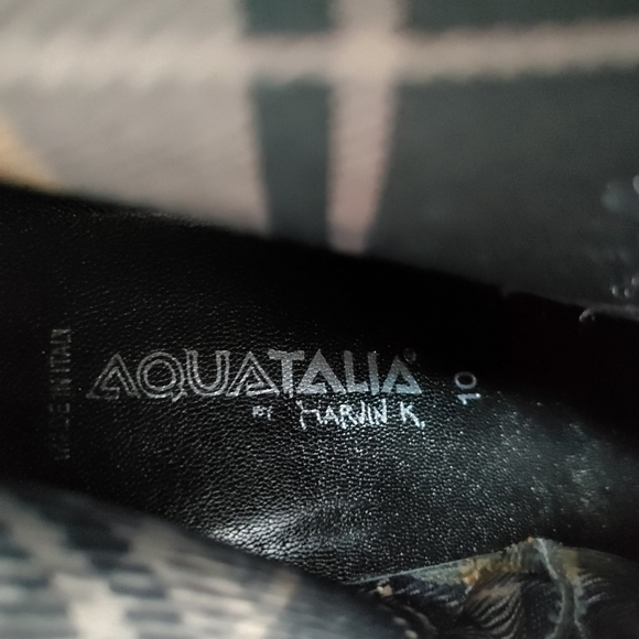 Aquatalia Boots Patent Leather Pointed Toe Block Heel Black Size 9 / 10 - Picture 14 of 15